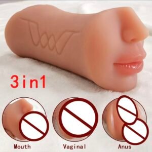 Dual-Ended 3-Channel Male Masturbator - Realistic Oral/Vaginal/Anal Lifelike Stroker Toy